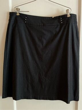 JM Collection Black A-Line Skirt with Stud Waist Detail